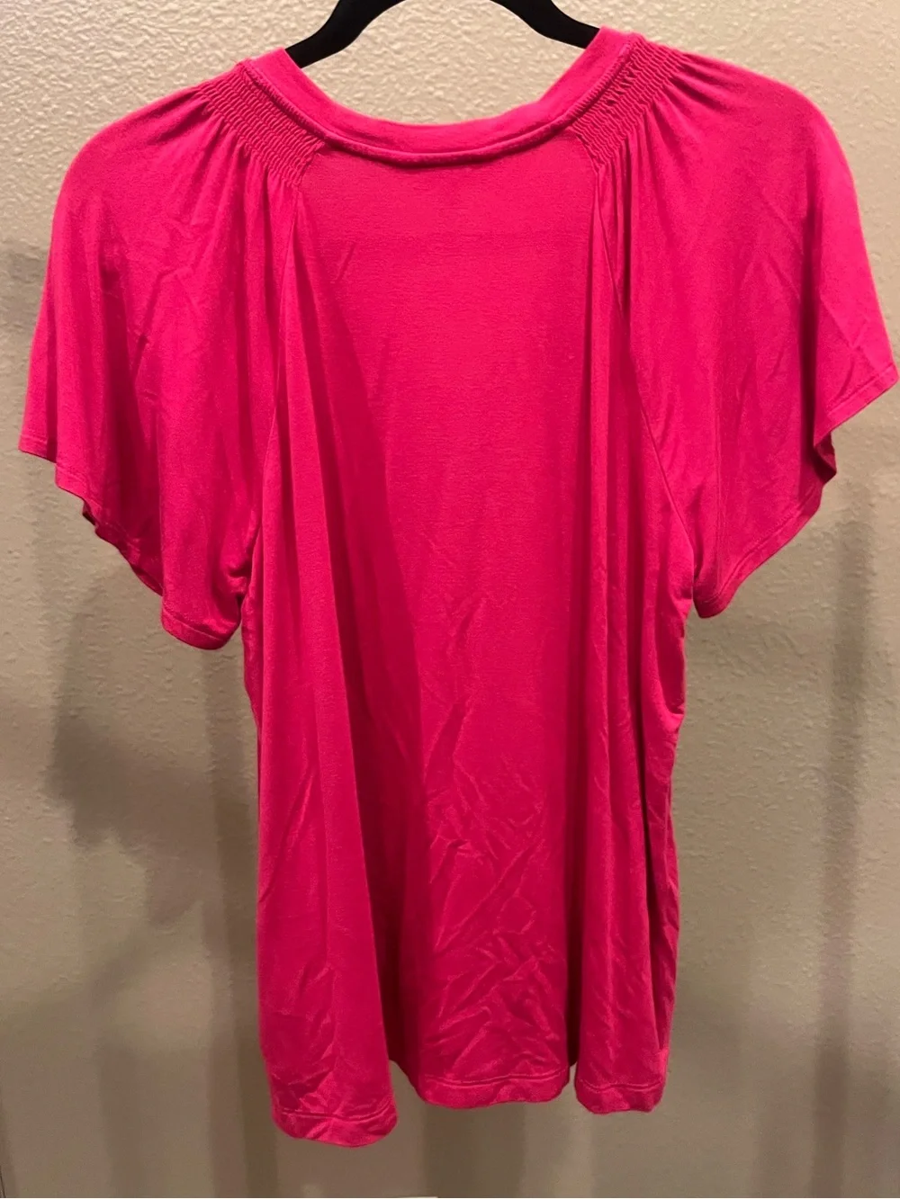 Liverpool Hot Pink V-Neck Flutter Sleeve Top